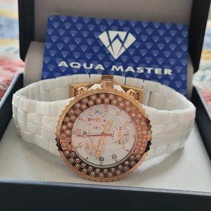 Porcelain Rose Gold Diamond Watch .